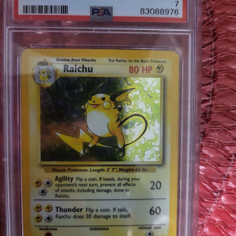 Raichu Holo Rare 1999  Pokemon Card 14/80hp Base Set PSA 8 Raichu...